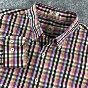 Peter Millar Mens Button Down Shirt M Multicolor Plaid Cotton Long Sleeve